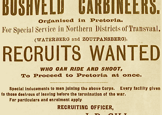 Advert for Bushveld Carbineers
