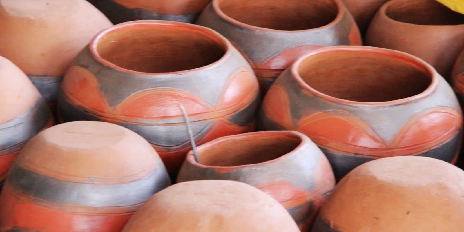 Close up of a cluster of Venda Clay Pots