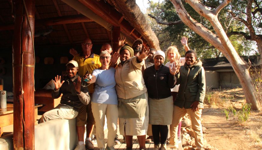 Guests with Hosts at our Limpopo River Camp in Botswana
