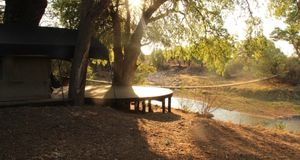 Limpopo Explorer Safari 3 - A view of one of the tents showing the proximity to the Limpopo River at our Limpopo River Valley Base Camp