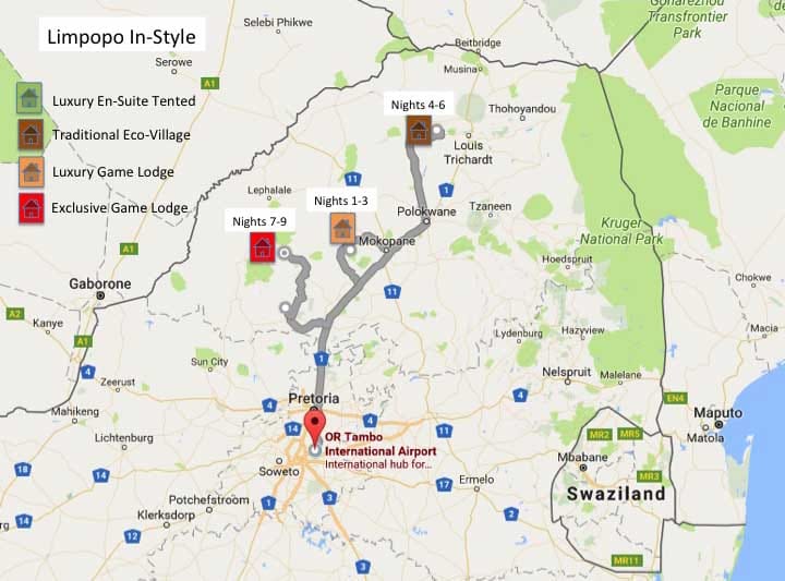 Limpopo In-Style Map Limpopo In-Style Safari Map